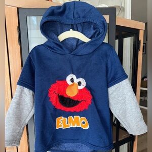 Vintage 2005 Sesame Street Elmo embroidered hoodie sweatshirt navy toddler boy